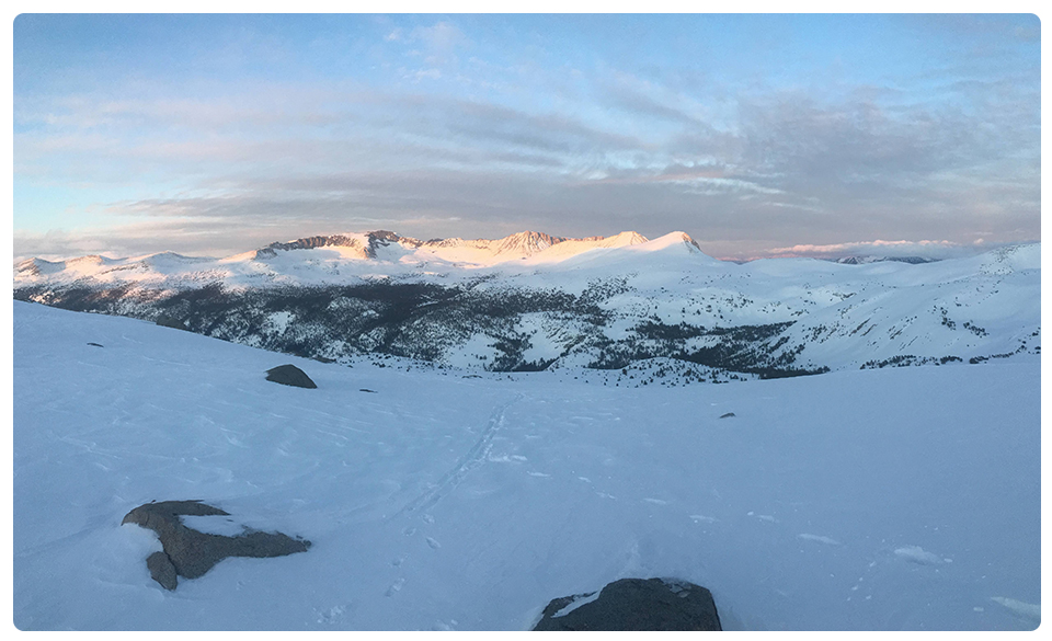 Sunset over Donohue Pass on April 1, 2019.