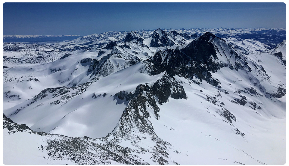 Looking south from Mt. Lyell on March 31, 2019.