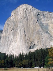 El Capitan rises over 3,000 feet above El Capitan Meadow