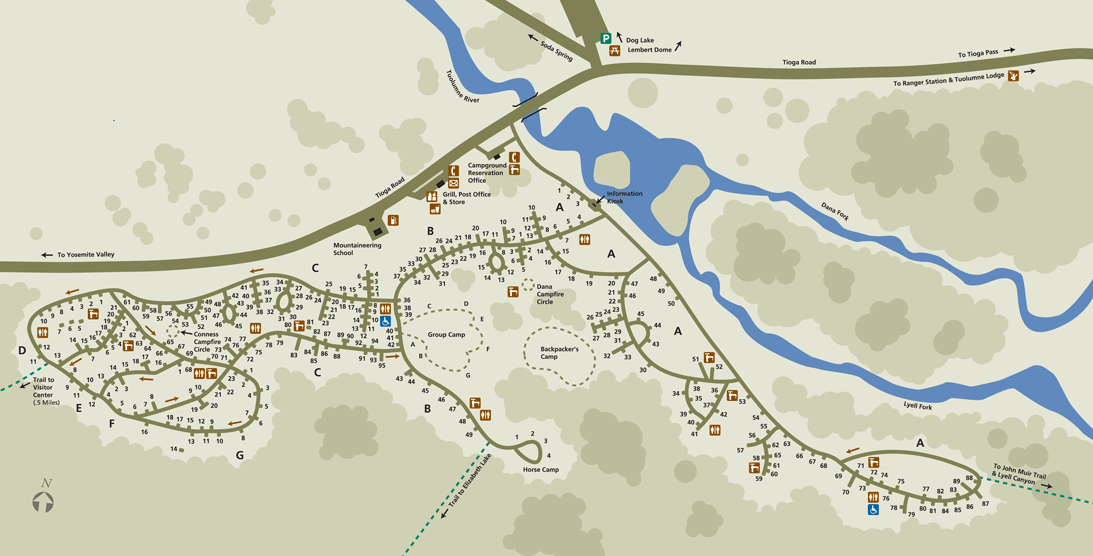 Map of Tuolumne Meadows Campground